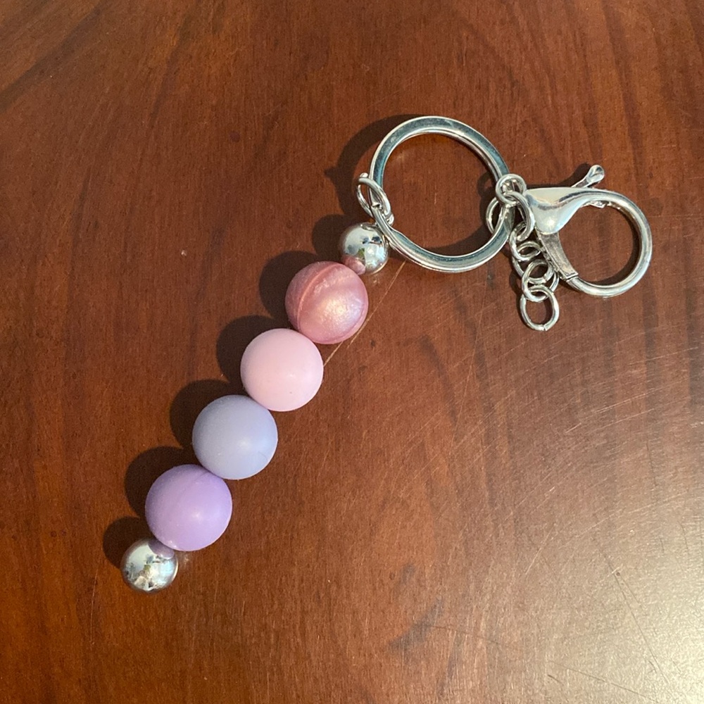 Purple Pink Silicone bead keychain